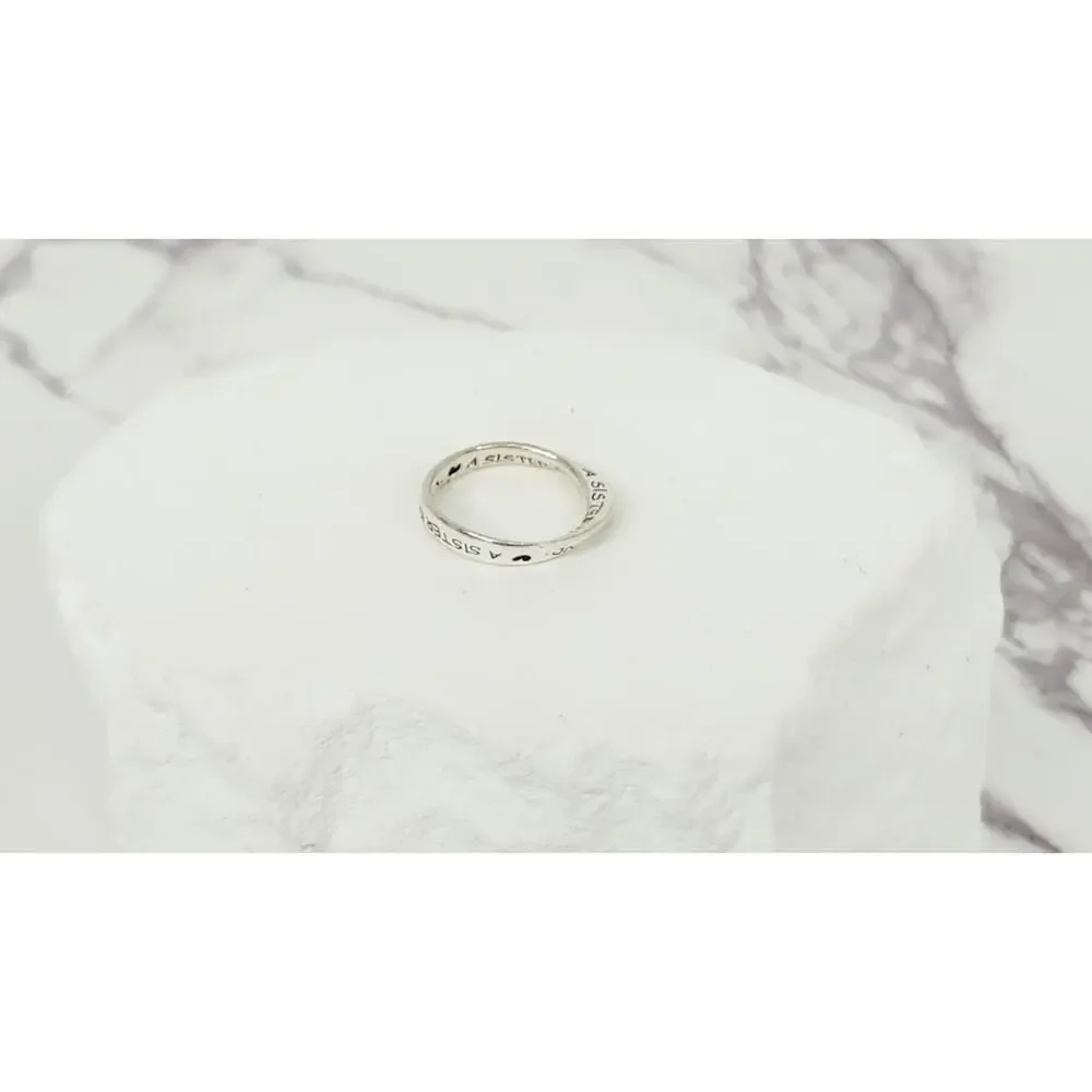 Vintage 925 Sterling Silver Möbius Infinity Sister Friend Inscribed Band Ring